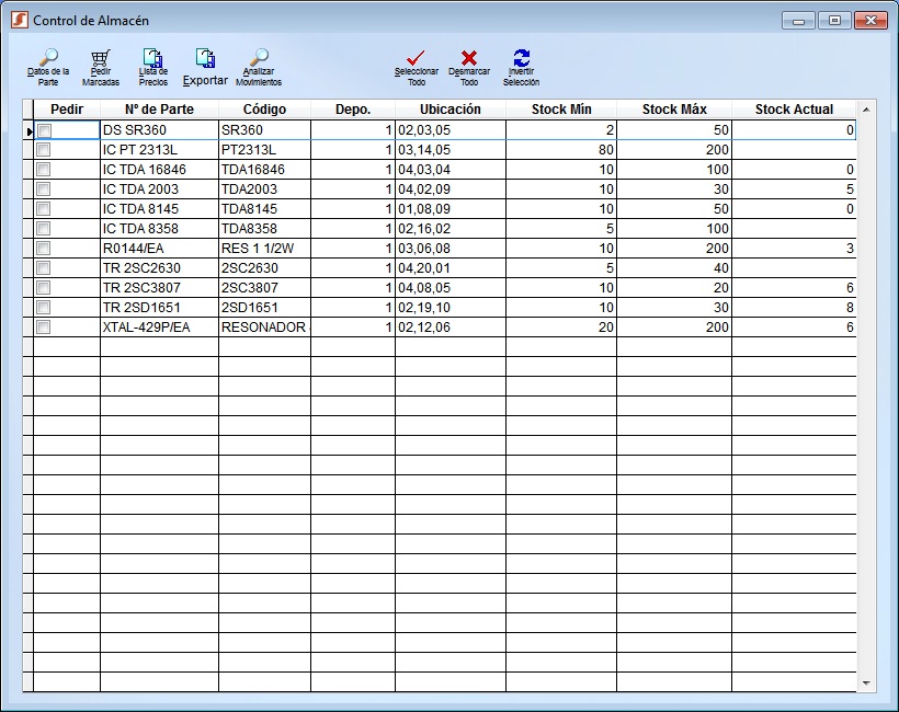 Control de almacen