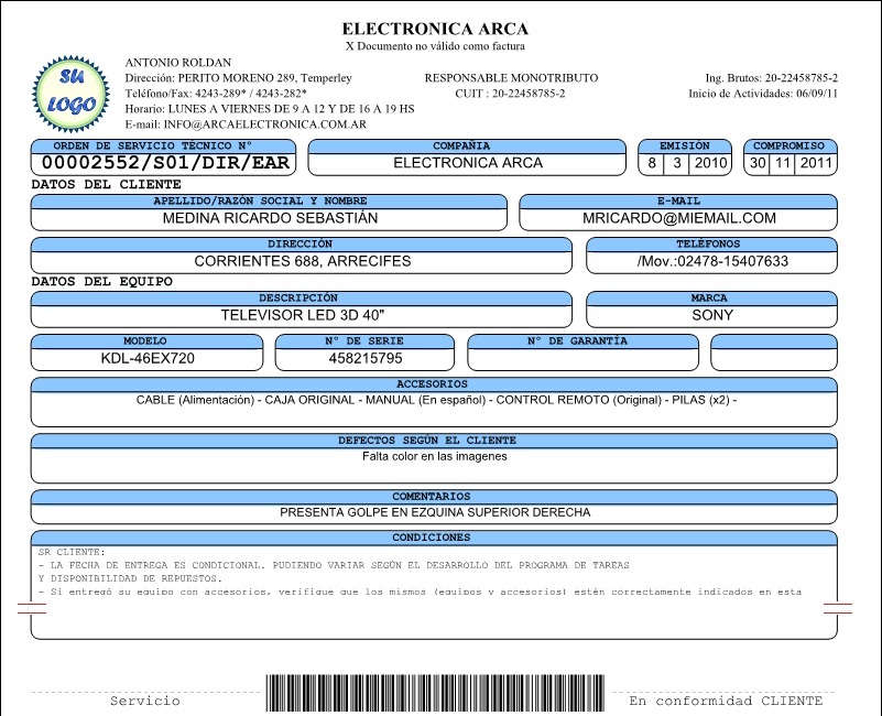 Orden de servicio técnico